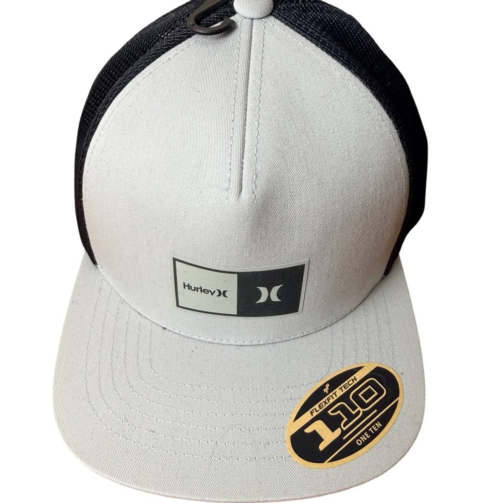 Hurley Mens Natural 2.0 Trucker Hat Grey Black Flexfit 110 Snapback Cap CJ6848